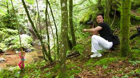 4K &ndash; squirting anal MILF - fishnet whore slut fucked outdoors