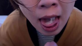 The Glasses Girls Do A Handjob And Blowjob Using Both Hands And Gokkun Plenty Of Sperm!