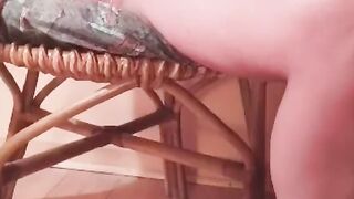 Lusty pissing inside the chair