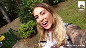 Bodo invites Mia Blow to suck his big cock after a party! Steven Shame