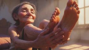 Granny Foot Oil Session - Feeling Intense Pleasure & Craving Tongue