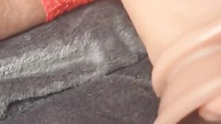 Shagging våd fisse i rødt blondie lingeri stor realistisk fake penis kæmpe klit FTM