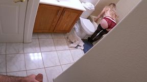 stepmom undressing after work and getting ready to shower catches stepson watching and masturbating and wants his hard cock inside her