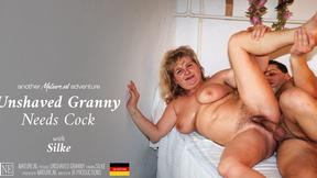 ”Big boobed old woman with a bushy twat needed a young man to fuck her hard”