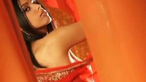 Outrageous Indian brunette teen in sexy saree dress