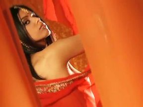 Outrageous Indian brunette teen in sexy saree dress