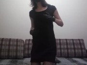 Femboy with a chastity belt playing with his ass