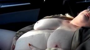 Nude and Flashing Truckers in Car