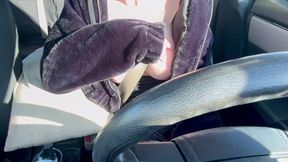 Car Ride Driving around with Italian Big Tits Long Hair Milf Artemisia Love flashing her big boobs