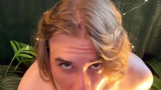 POV video of amateur young crossdresser gays in lingerie, big cock getting anal fuck