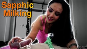Sissy Husband One Finger Milking and Facesitting, Matriarch Ezada Sinn and Poodle, Matching Pink, Real Sapphic Training
