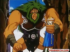 Caught hentai cutie wetpussy fucking by monster and creampie