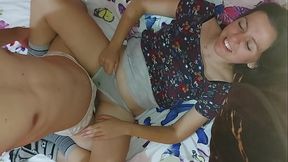 Cute stepsister plays with stepbrother'_s big cock and they end up fucking