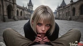 a gorgeous tourist loves castles and an old man s dick inside her [ai]