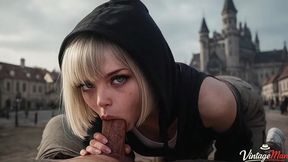 a gorgeous tourist loves castles and an old man s dick inside her [ai]