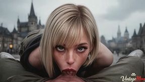 a gorgeous tourist loves castles and an old man s dick inside her [ai]