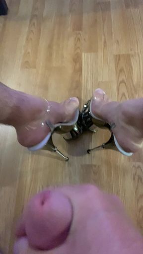 Cumming on my clear platform stripper heels