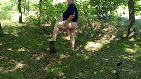 Stepmother in the Park Masturbates Her Pussy to a Powerful Squirt