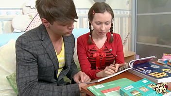 Learning history is nothing compare to a big cock for this petitte brunette