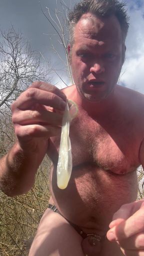 Fag patrick empties a condom from a stranger