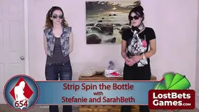 Two women play sensual strip Spin the Bottle game, lose and shower together