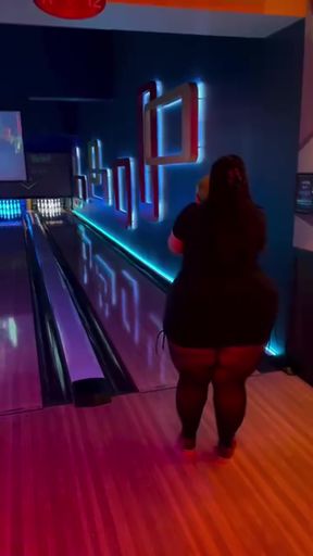 Bowling Alley Busty Brunette