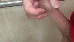 Jacking off my cock in a public bathroom!