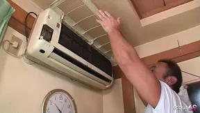 Japanese Mature Wife give a Fuck to the ugly Worker when her husband is at work in Uncensored JAV Roleplay