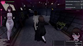 A lustful perverted exhibitionist girl opened her coat and showed her body on the street in public