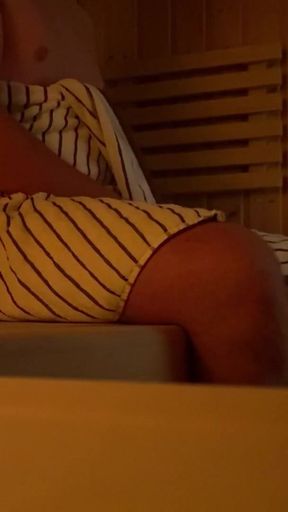 Memorable moment from "Caught jerking off in public sauna, huge cumshot"