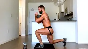 Beefy Jake Nicola works out and masturbates