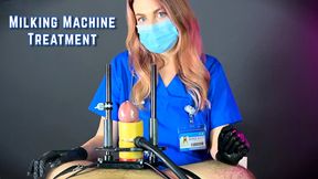 Blonde nurse milks patient's cock with medical machine