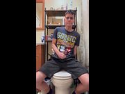 Young buck masturbates on toilet