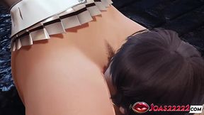 Tifa in White: Big Tits Hentai - 3D Hentai of Breast Play &mdash;  Wet Cunnilingus &mdash;  and Squirt from Fingering Tight Pussy