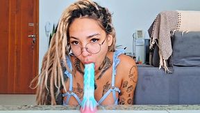 this dildo broke my throat and my pussy, i couldn t hold it for long and i came all over it