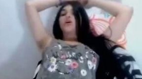 Sweet brunette teen babe flashes her tits and booty