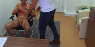 Strong porn makes naked Czech male crave sperm on lips