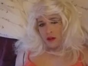 TG still stroking her cock
