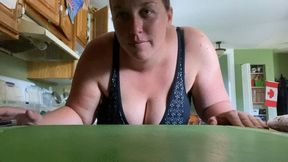 BBW MILF making lunch in a swimsuit