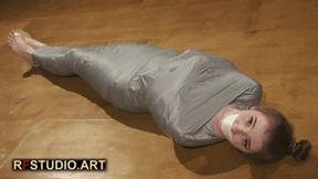 Meloxy - Tape Mummification Part 2 - Struggling on the Floor and Hair-to-Toes Hogtie (FULL HD MP4)