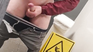 Slick Youngster Jerks in Public Restroom