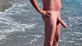 Pussy in the wave pool by the sea