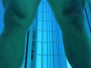 Playing with my cock at the solarium