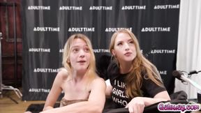 ”Two beautiful & horny ladies Kenna James & Octavia Red alone on set”