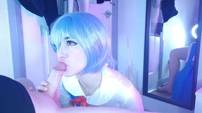 rei ayanami first time, fucks rough with her big oiled ass