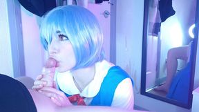 rei ayanami first time, fucks rough with her big oiled ass