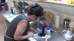 Mature Brunette MILF Gets Pounded Hard on Kitchen Counter