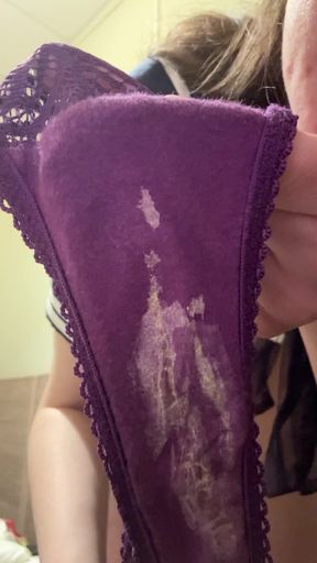 Russian Girl Shows Dirty Panties in Secretions and Unwashed Hairy