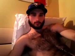 Hairy chest covered in cum