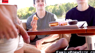 Rough & Raw Barebacks For Dad's Approval" or "Daddy Fucks His Son And Friend In The Ass!